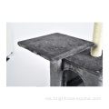 Jualan Besar Hanya 5.78 Dolar Grey Plush Kitten Wooden Houses Cat Climbing Scratching Post
